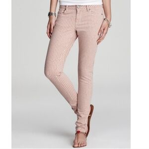 PAIGE Verdugo Ultra Skinny Jeans, Size 29, White & Blush Color, Houndstooth